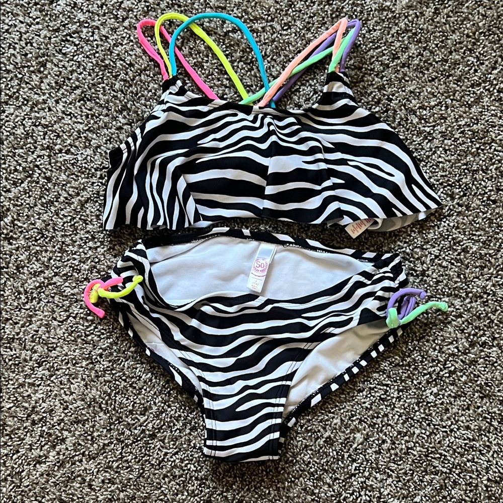 SO Zebra Print Bikini with Colorful Straps